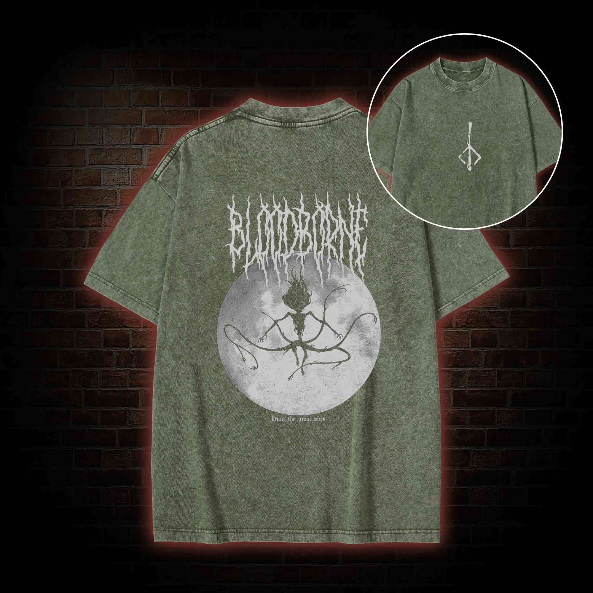 Hunt The Great Ones Back Print Washed T-shirt