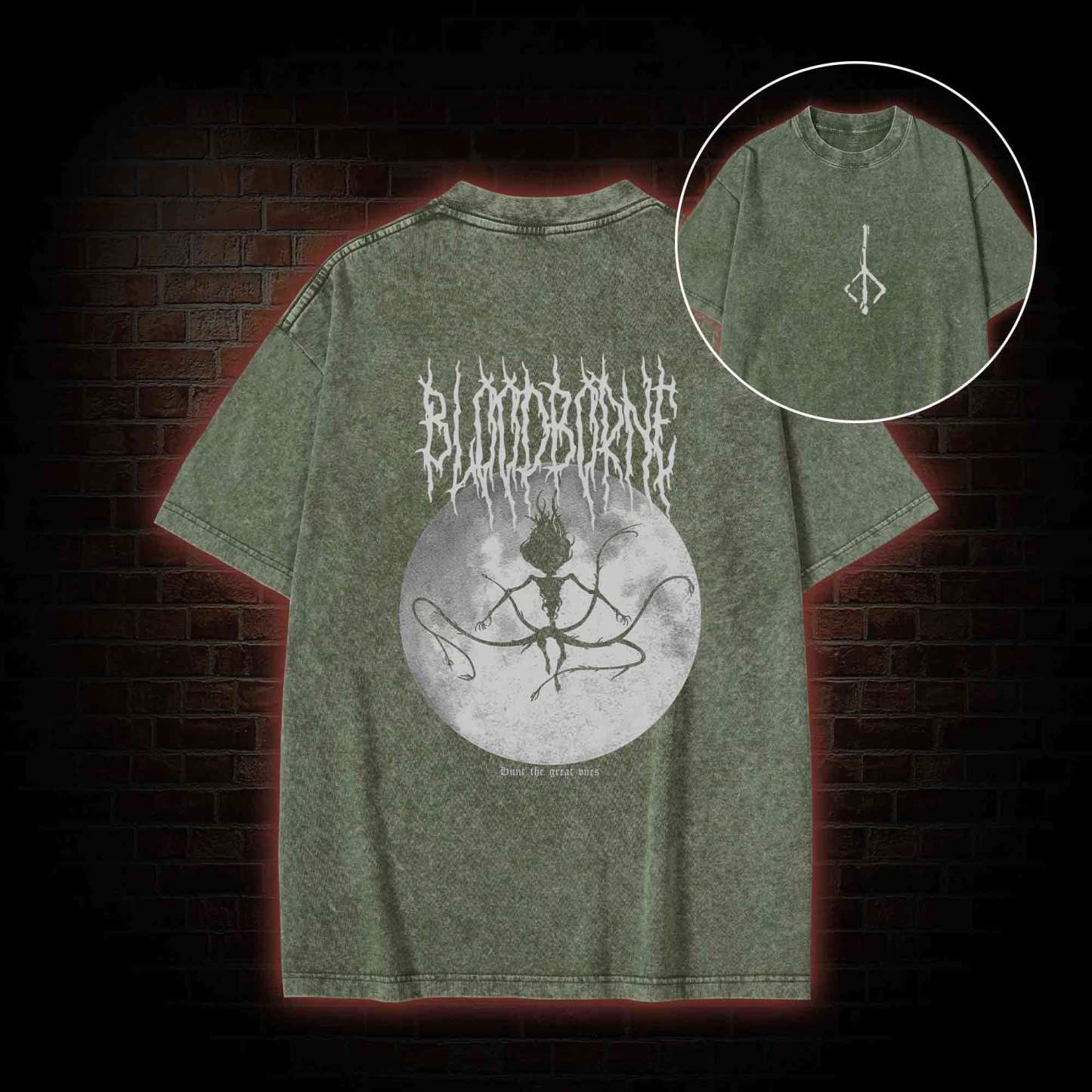 Hunt The Great Ones Back Print Washed T-shirt