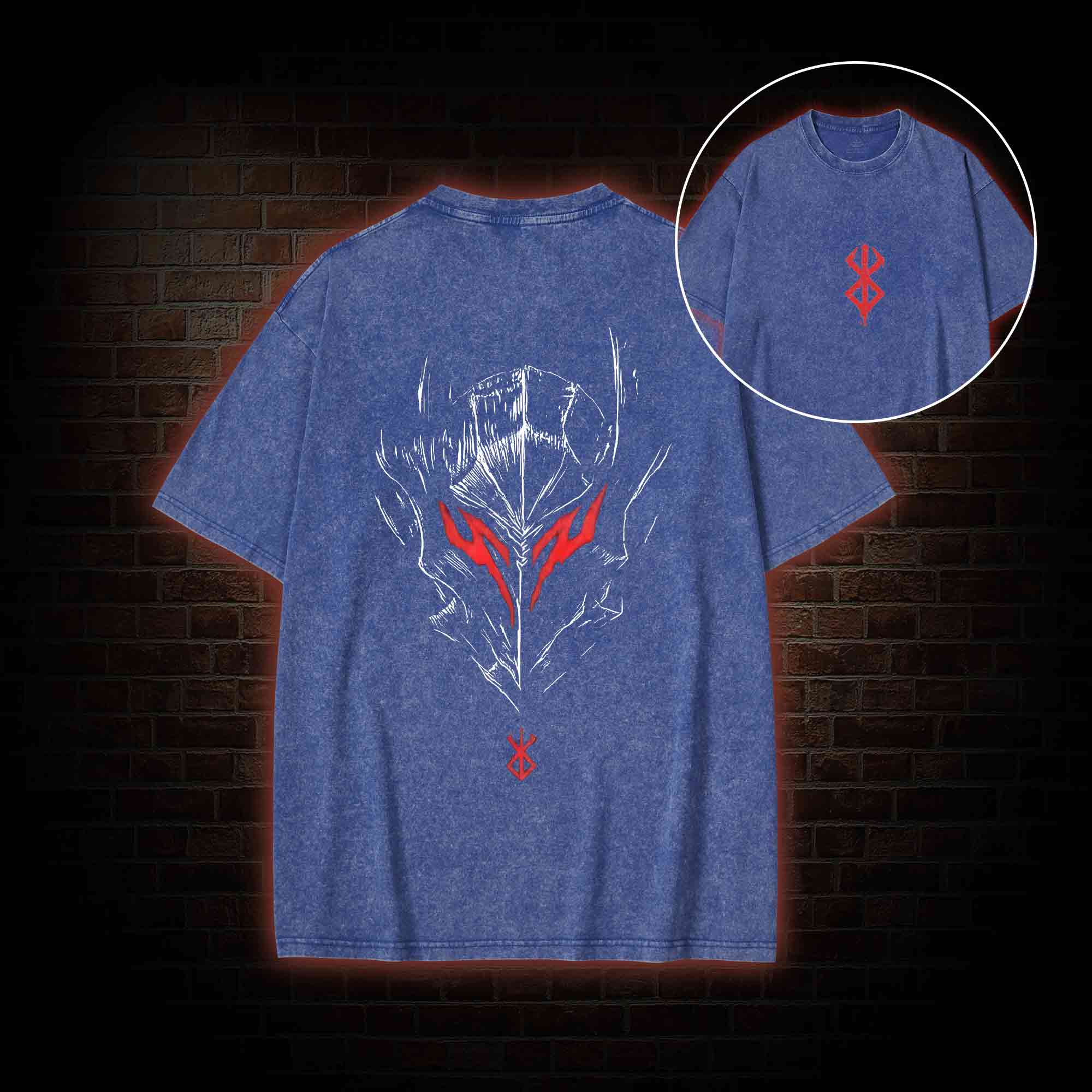 Berserker Mask Back Print Washed T-shirt