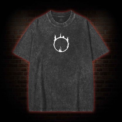 2525 back print Washed T-shirt