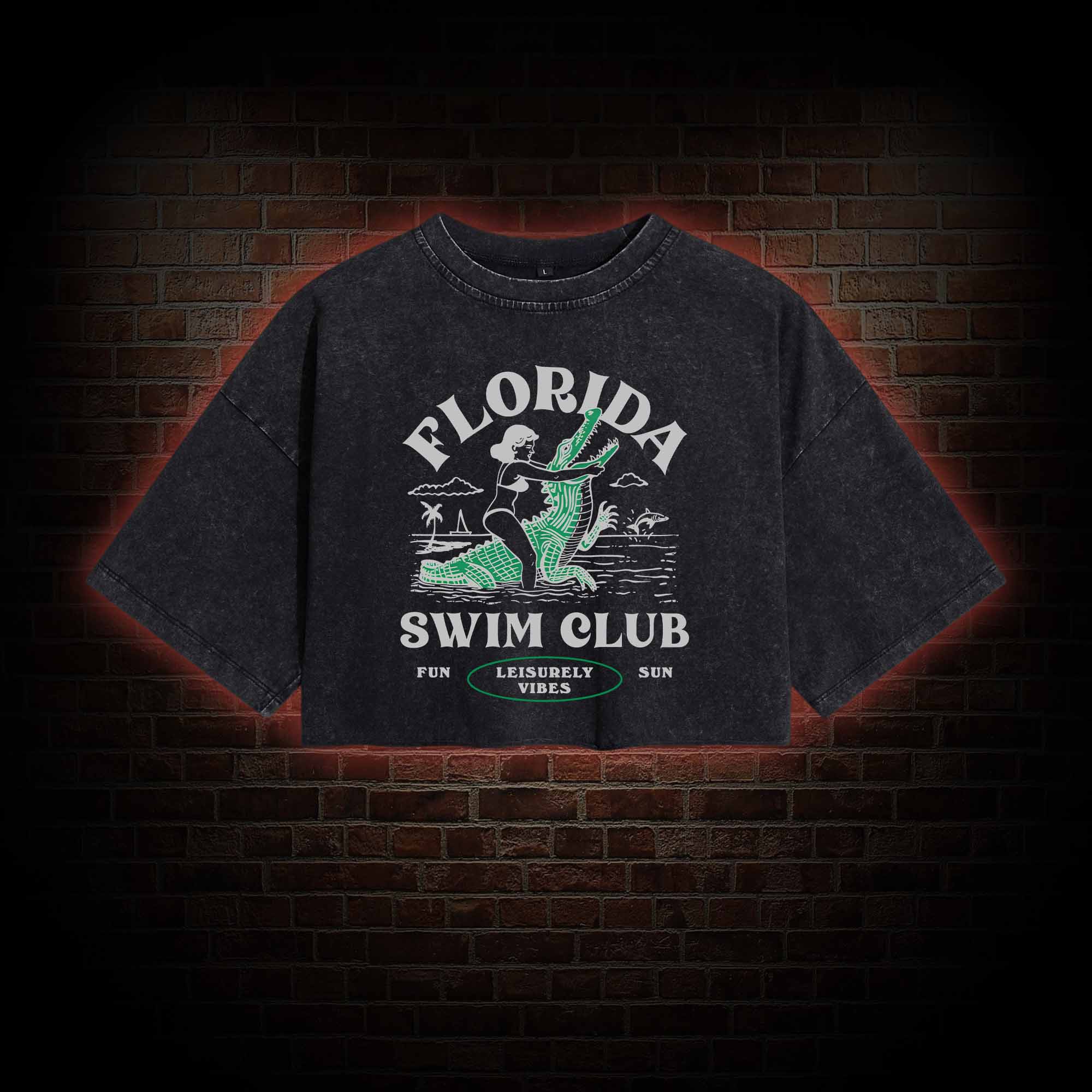 Florida Swim Club Washed Cropped T-shirts