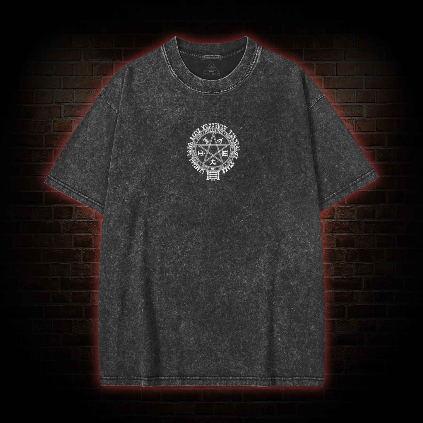 No Life No Death back print Washed T-shirt