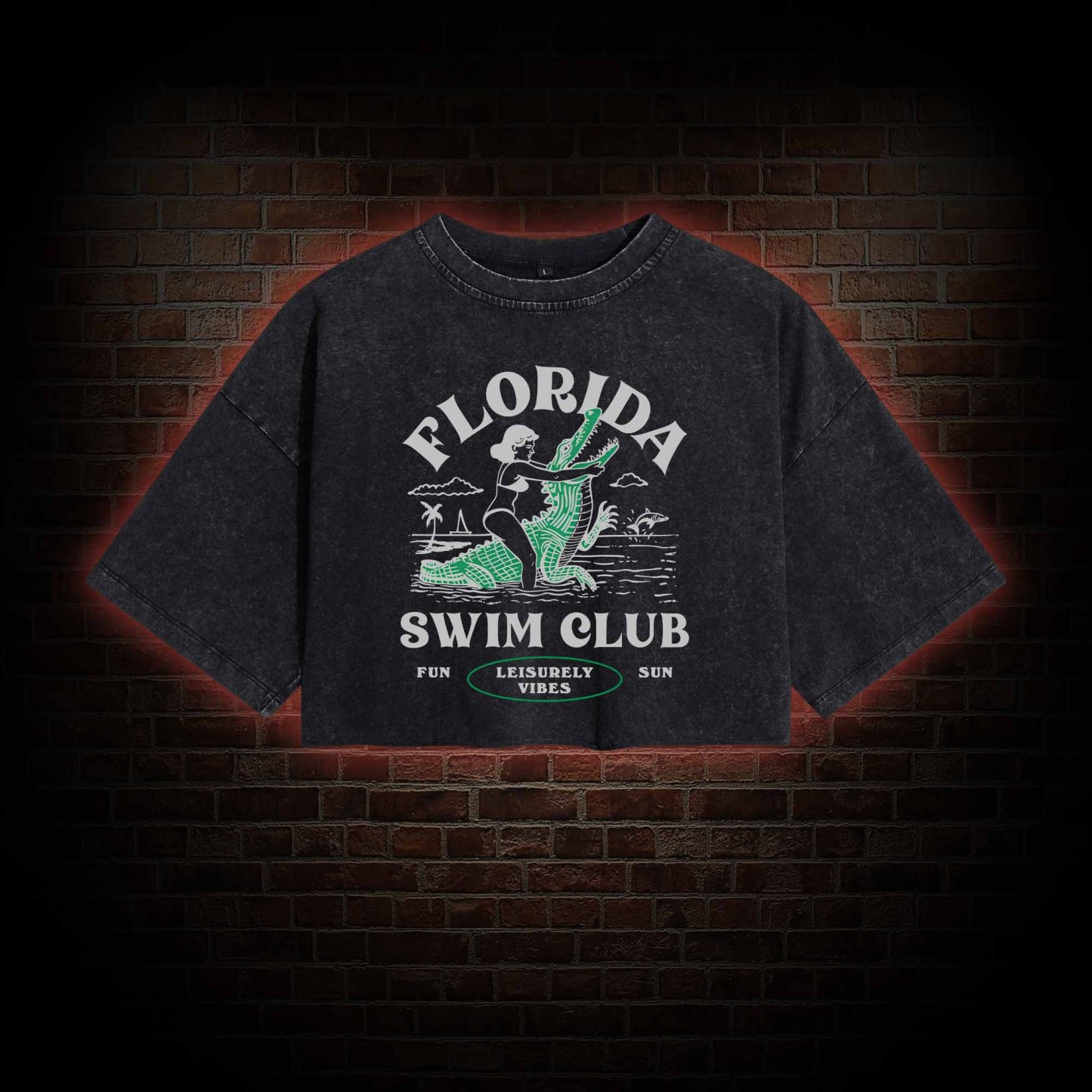 Florida Swim Club Washed Cropped T-shirts
