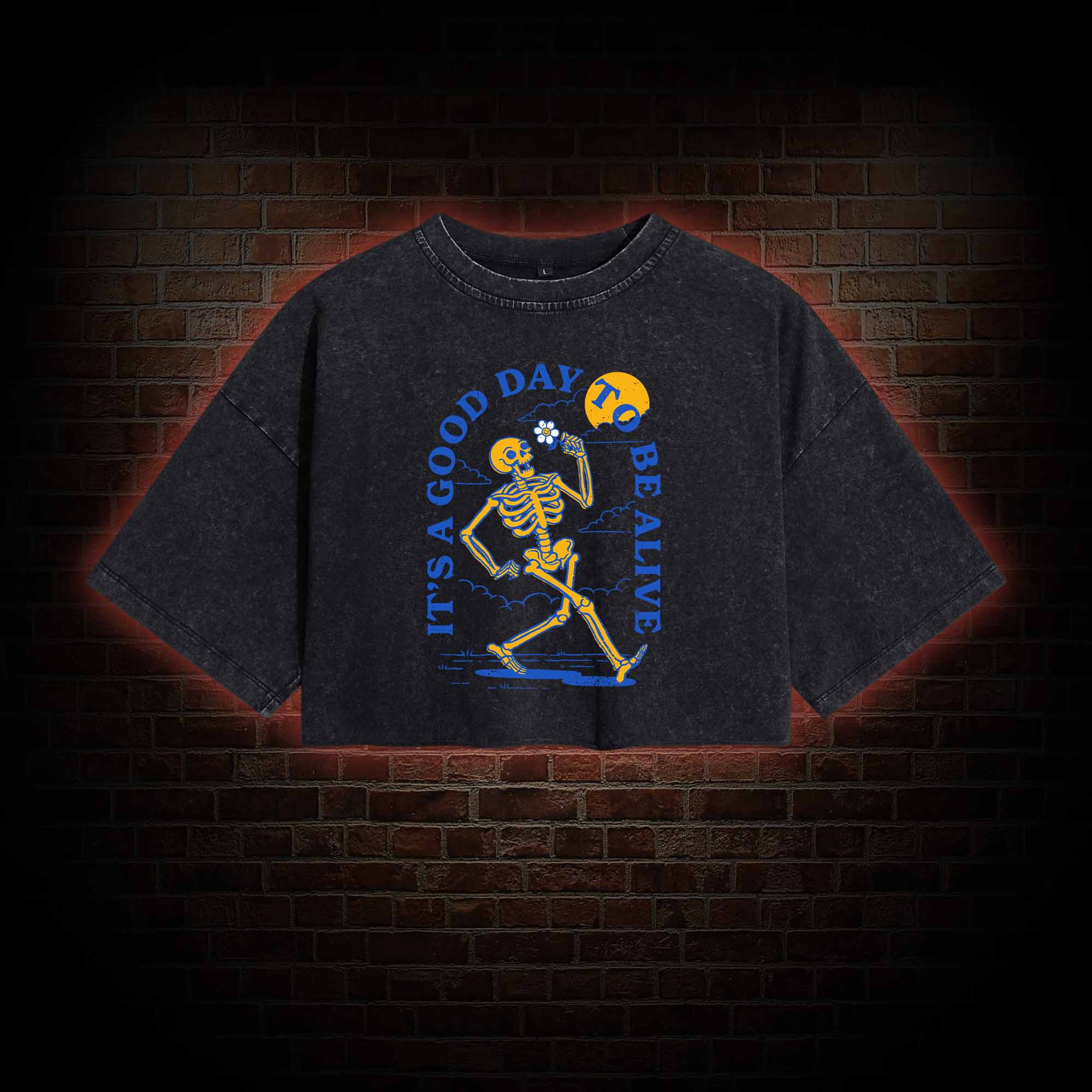 It's A Good Day To Be Alive Washed Cropped T-shirts