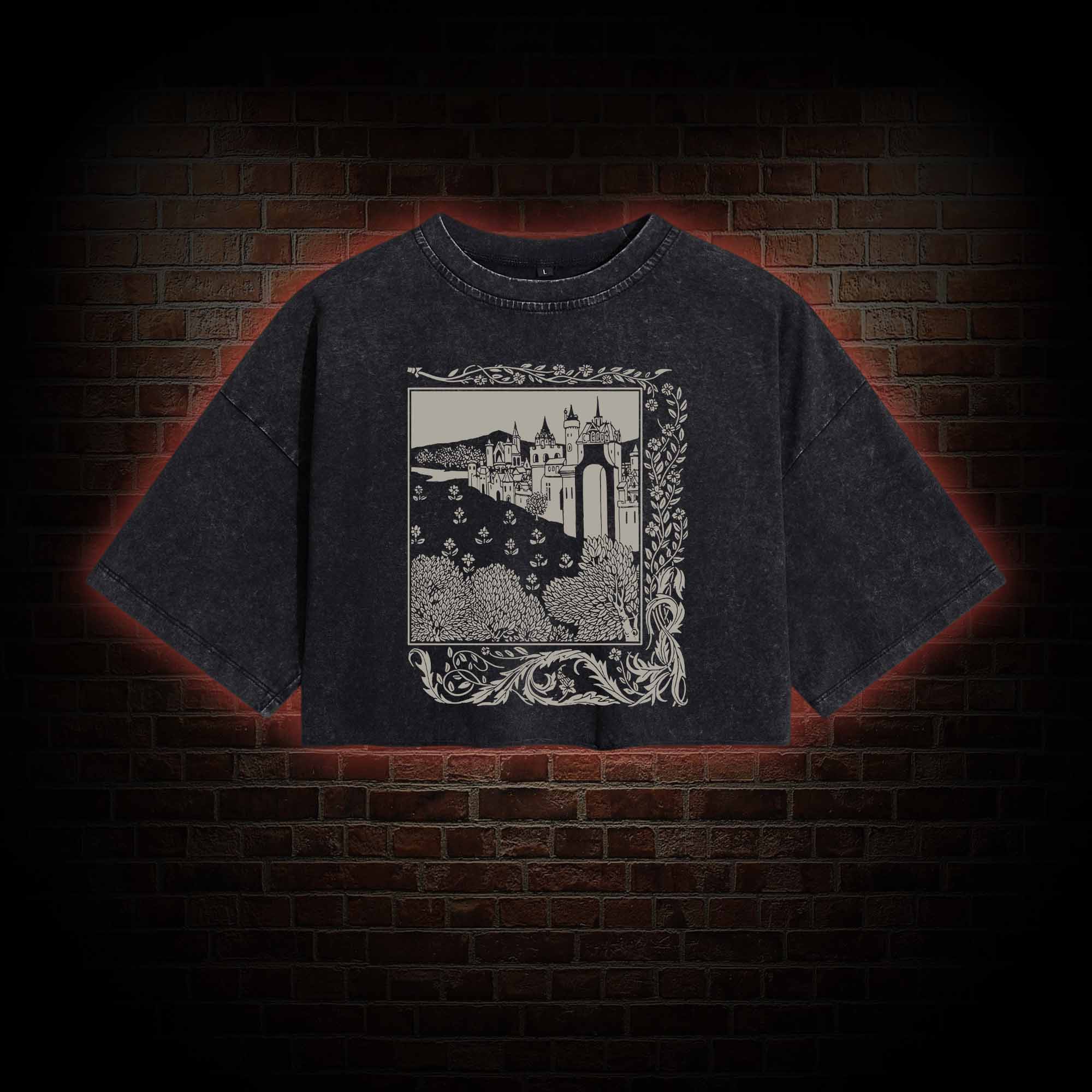 Medieval Castle Washed Cropped T-shirts