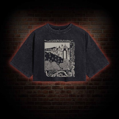 Medieval Castle Washed Cropped T-shirts