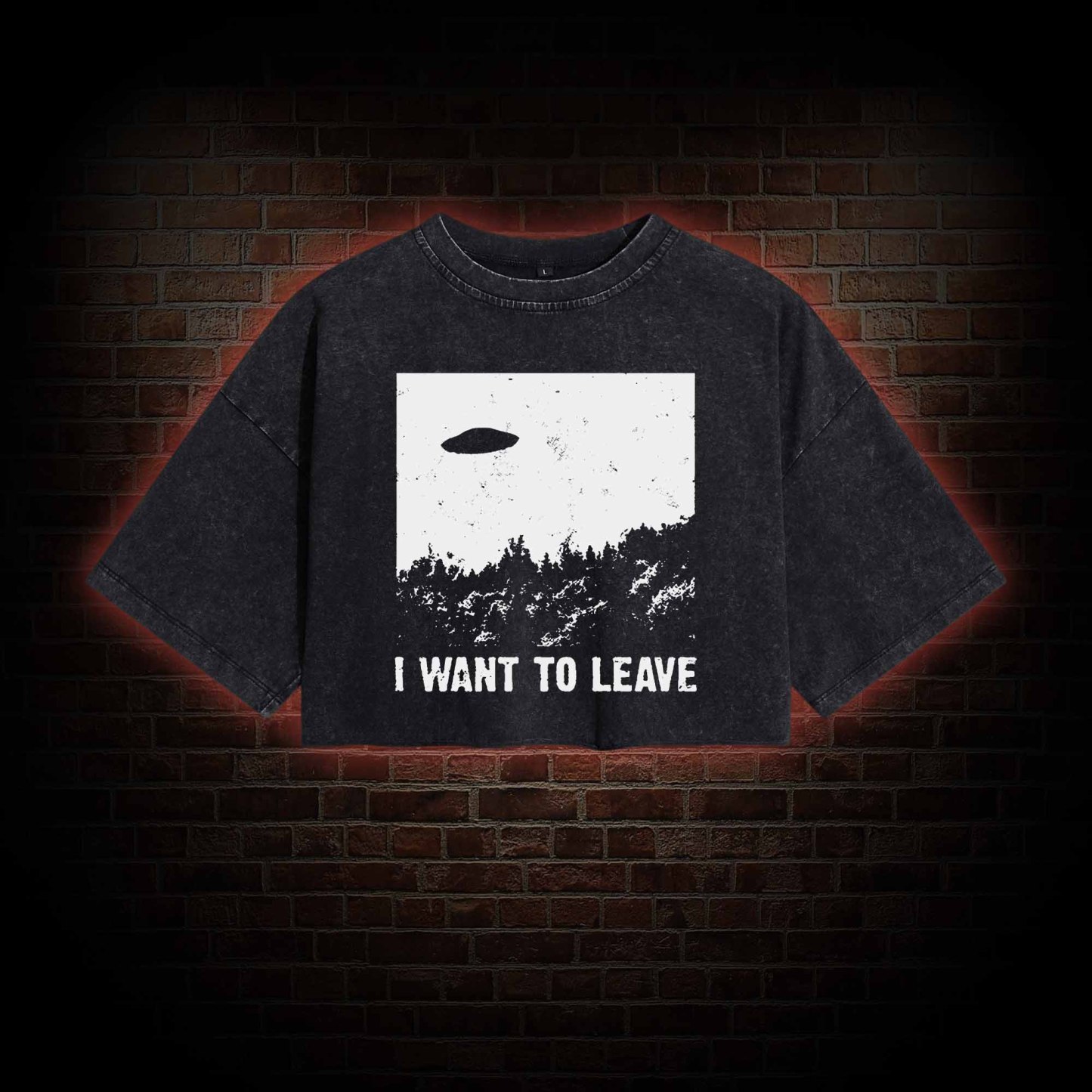 I Want To Leave Washed Cropped T-shirts