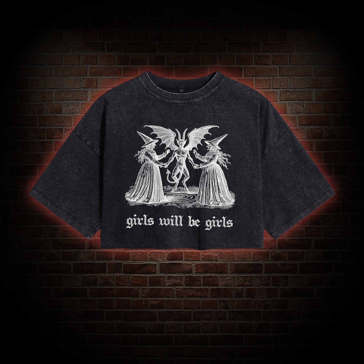 Girls Will Be Girls Washed Cropped T-shirts