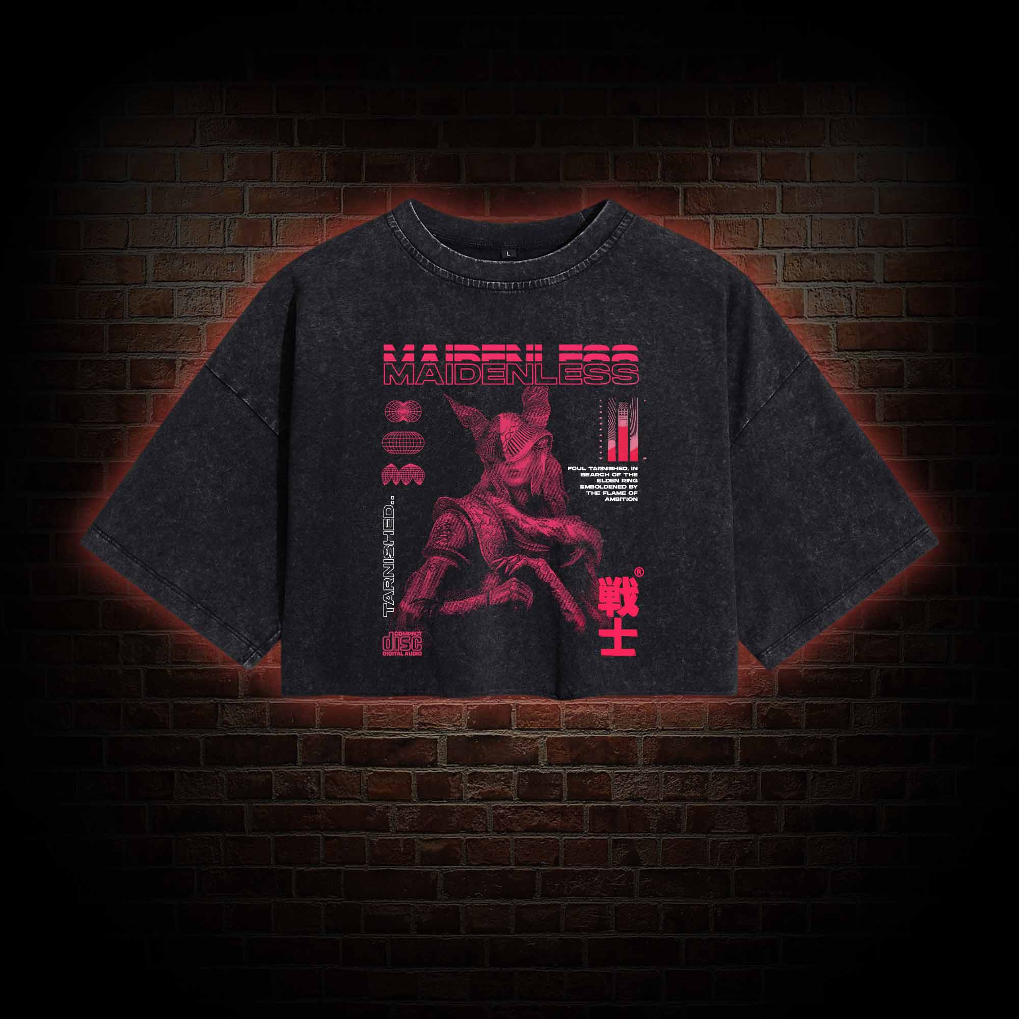 Maidenless Warrior Washed Cropped T-shirts