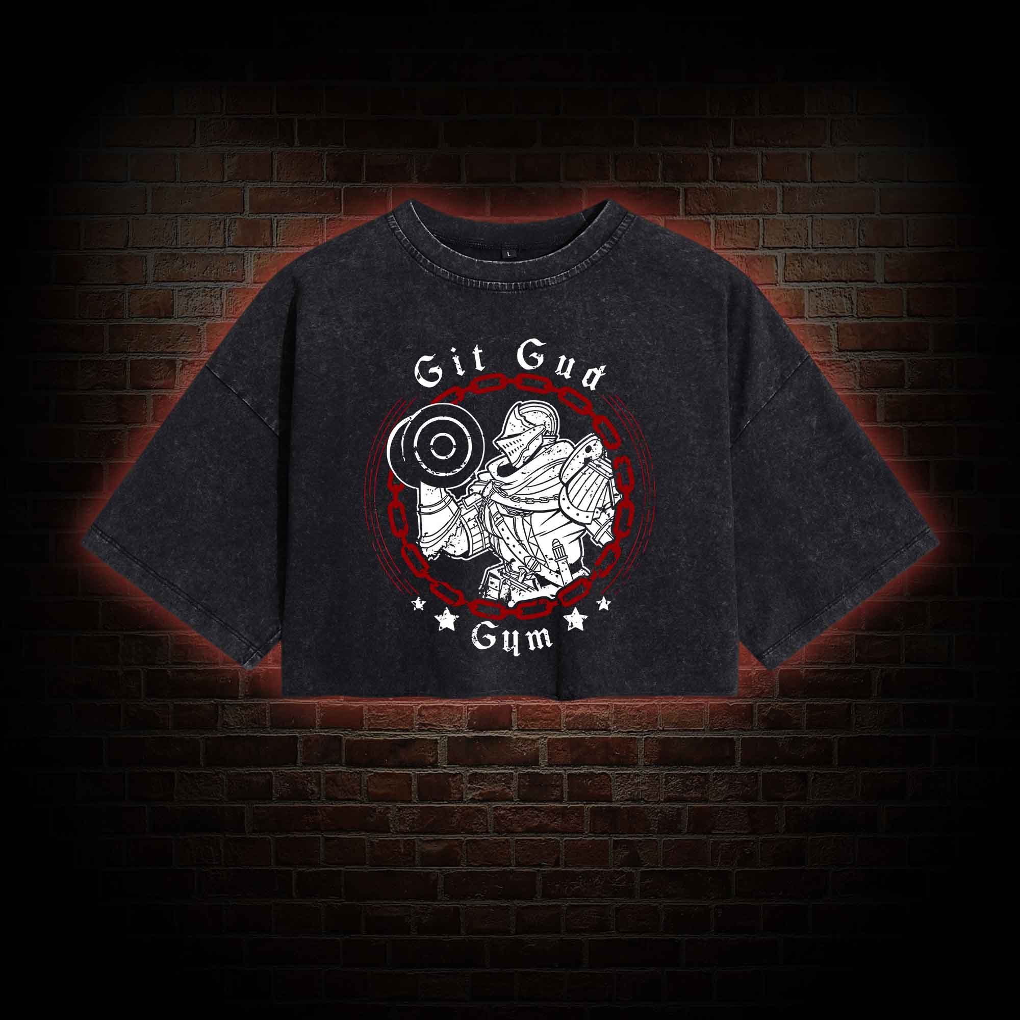 Git Gud Gym Washed Cropped T-shirts