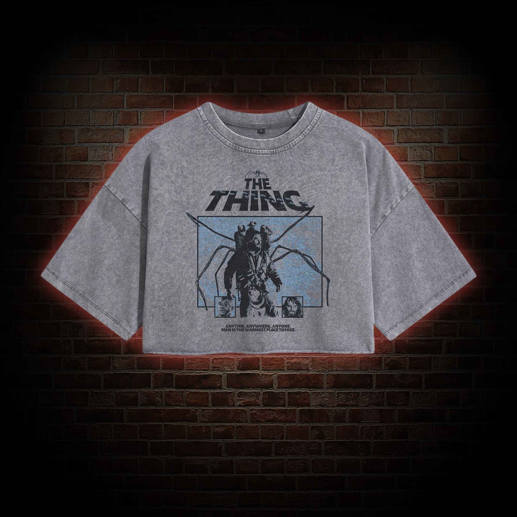 Man is The Warmest Place to Hide Washed Cropped T-shirts