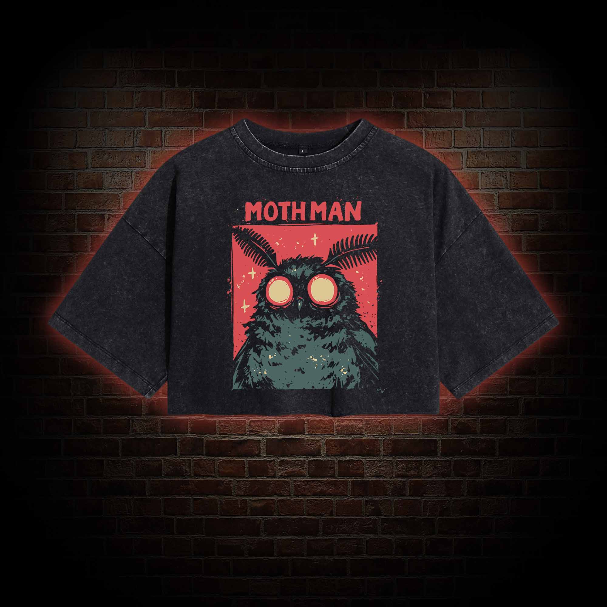 Cryptid Mothman Washed Cropped T-shirts