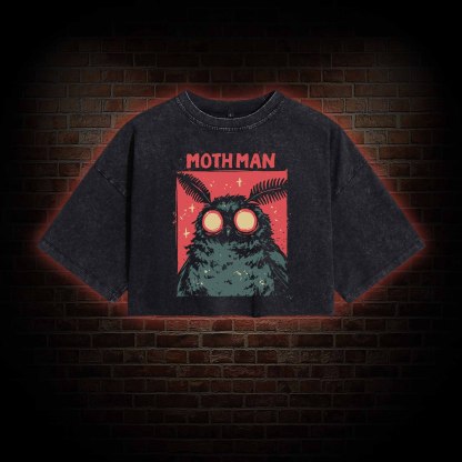 Cryptid Mothman Washed Cropped T-shirts