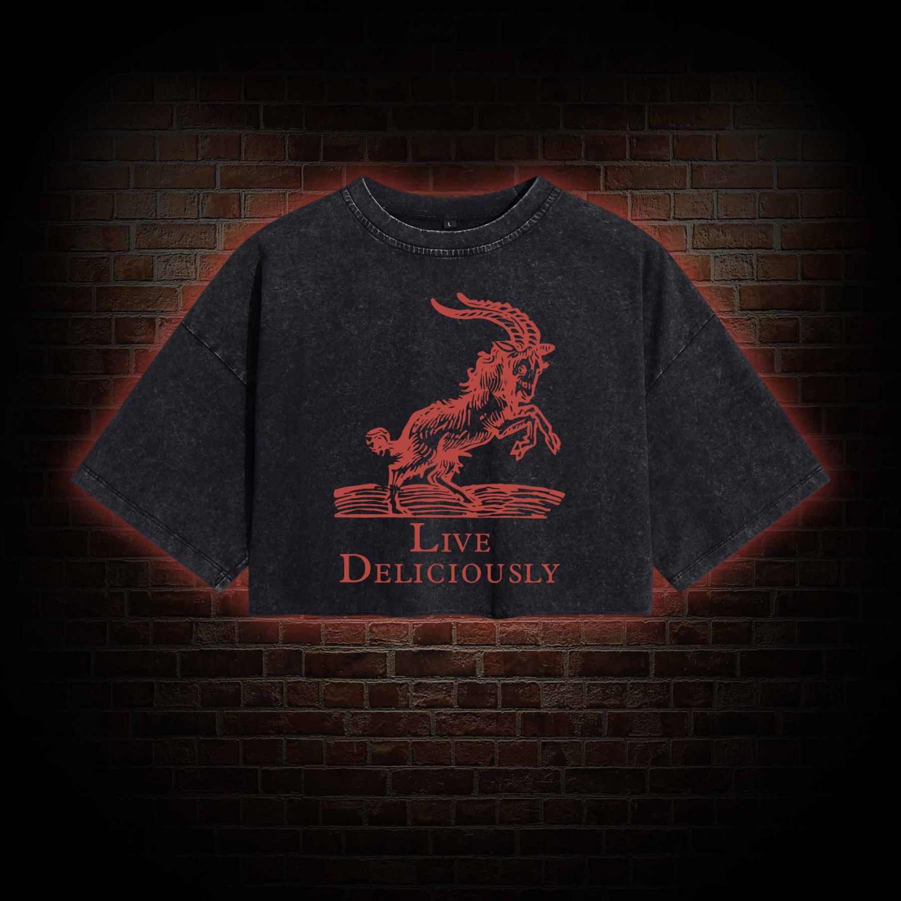 Live Deliciously Washed Cropped T-shirts