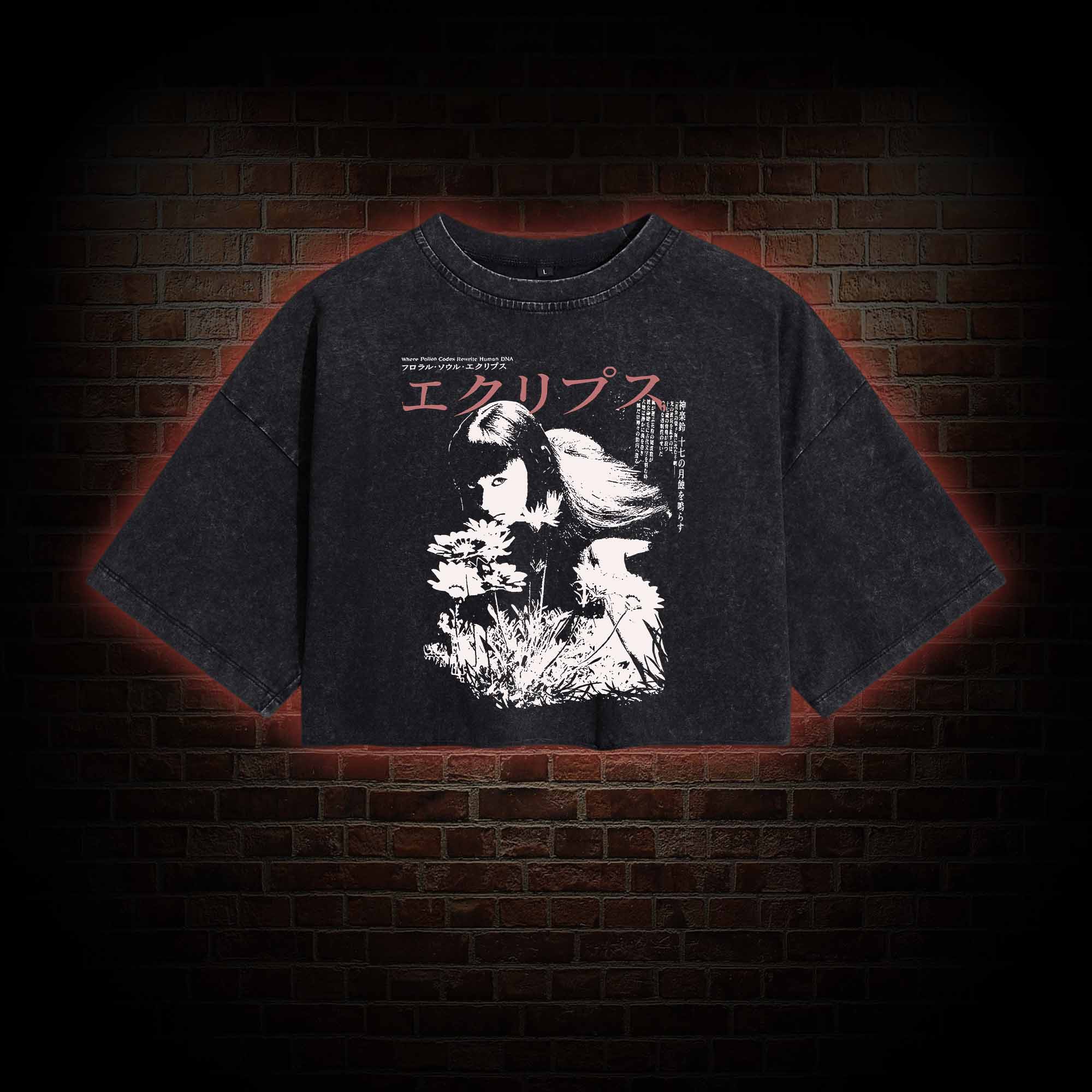 Weird Girl Washed Cropped T-shirts