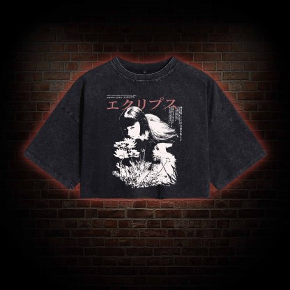 Weird Girl Washed Cropped T-shirts