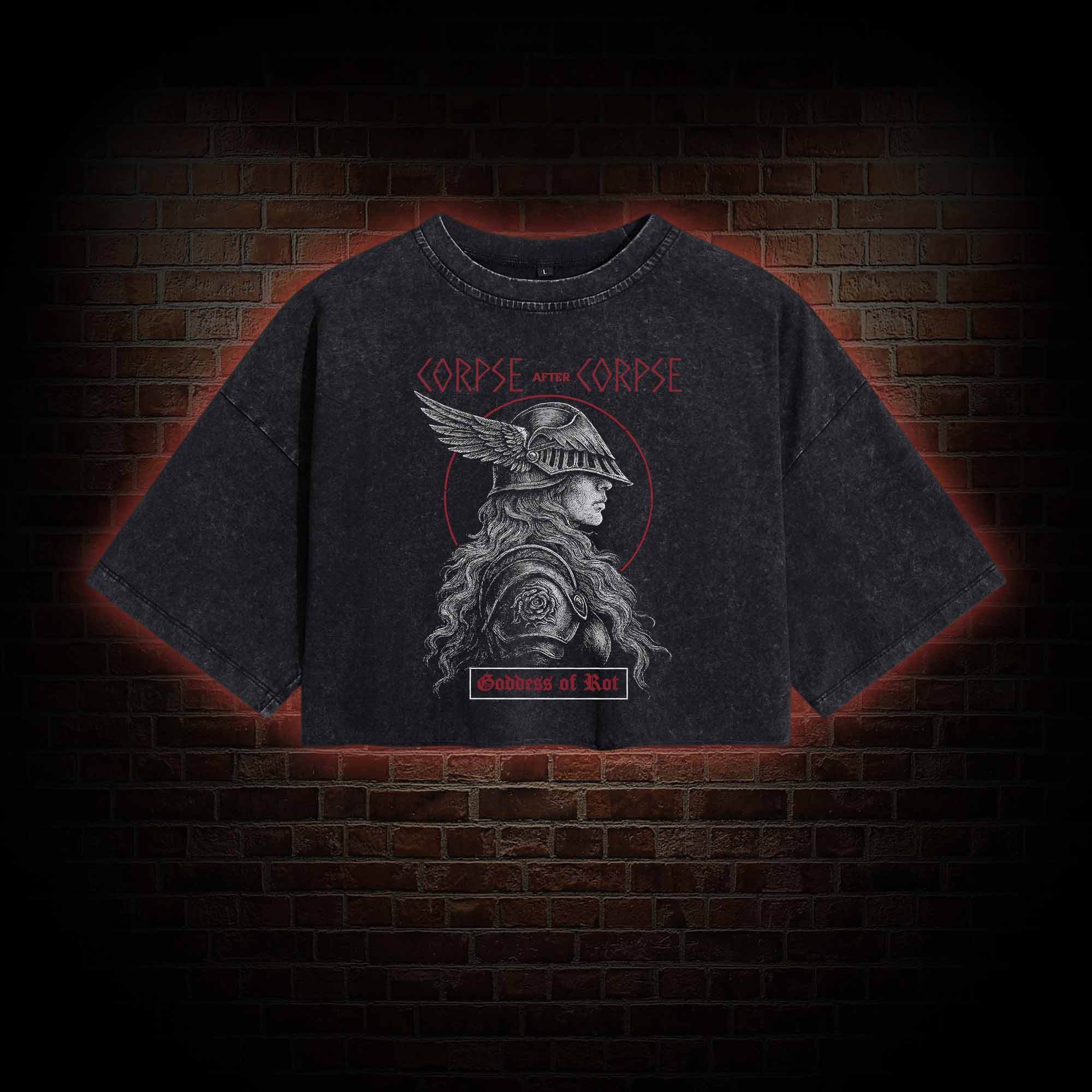 Goddess of Rot  Washed Cropped T-shirts