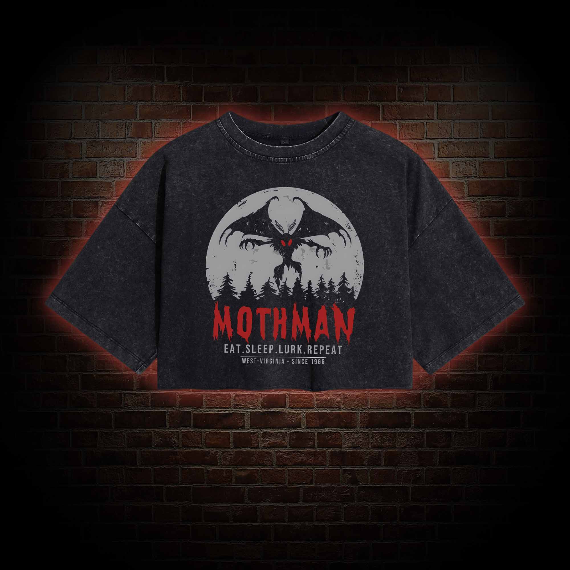 Mothman Legend  Washed Cropped T-shirts