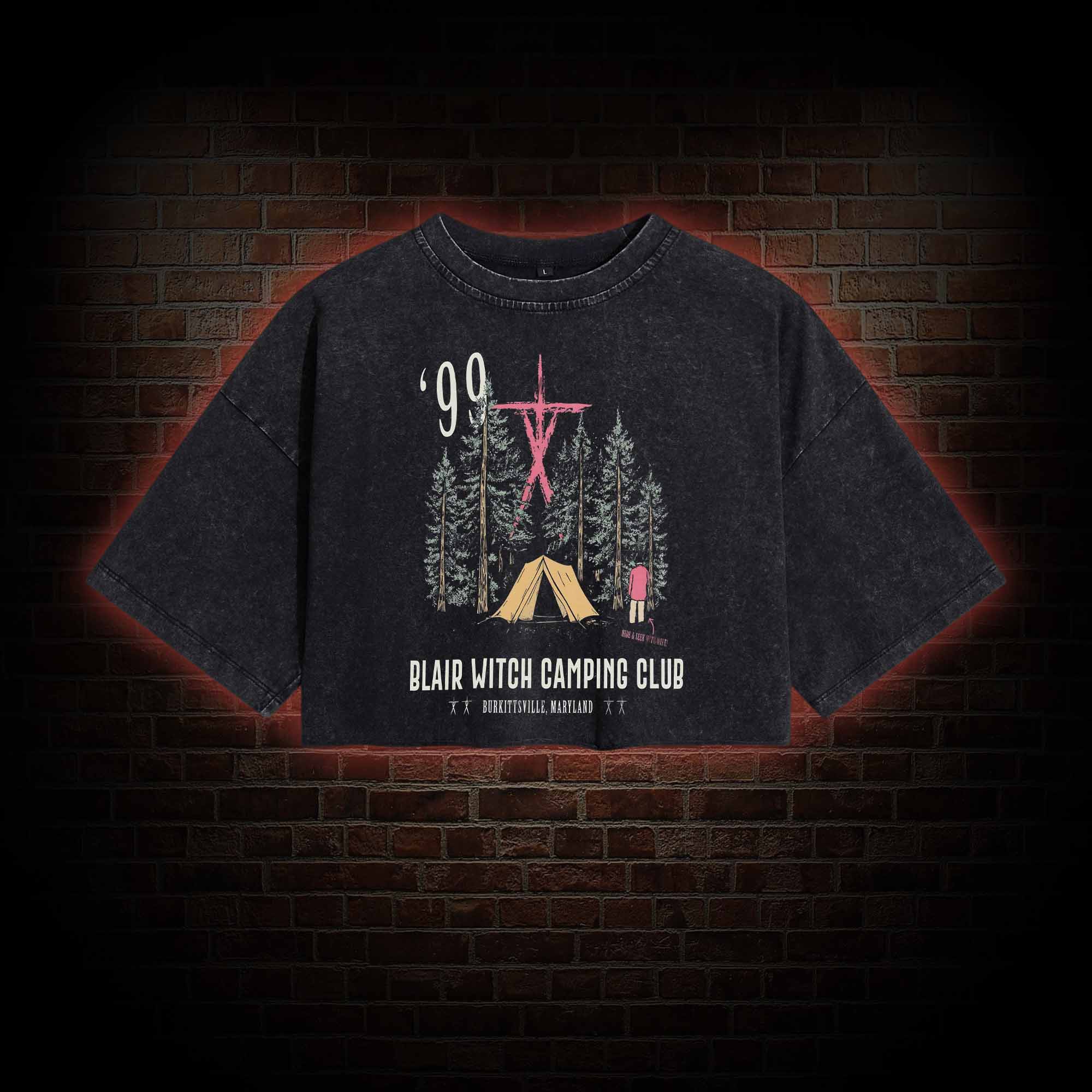 Witch Camping  Washed Cropped T-shirts