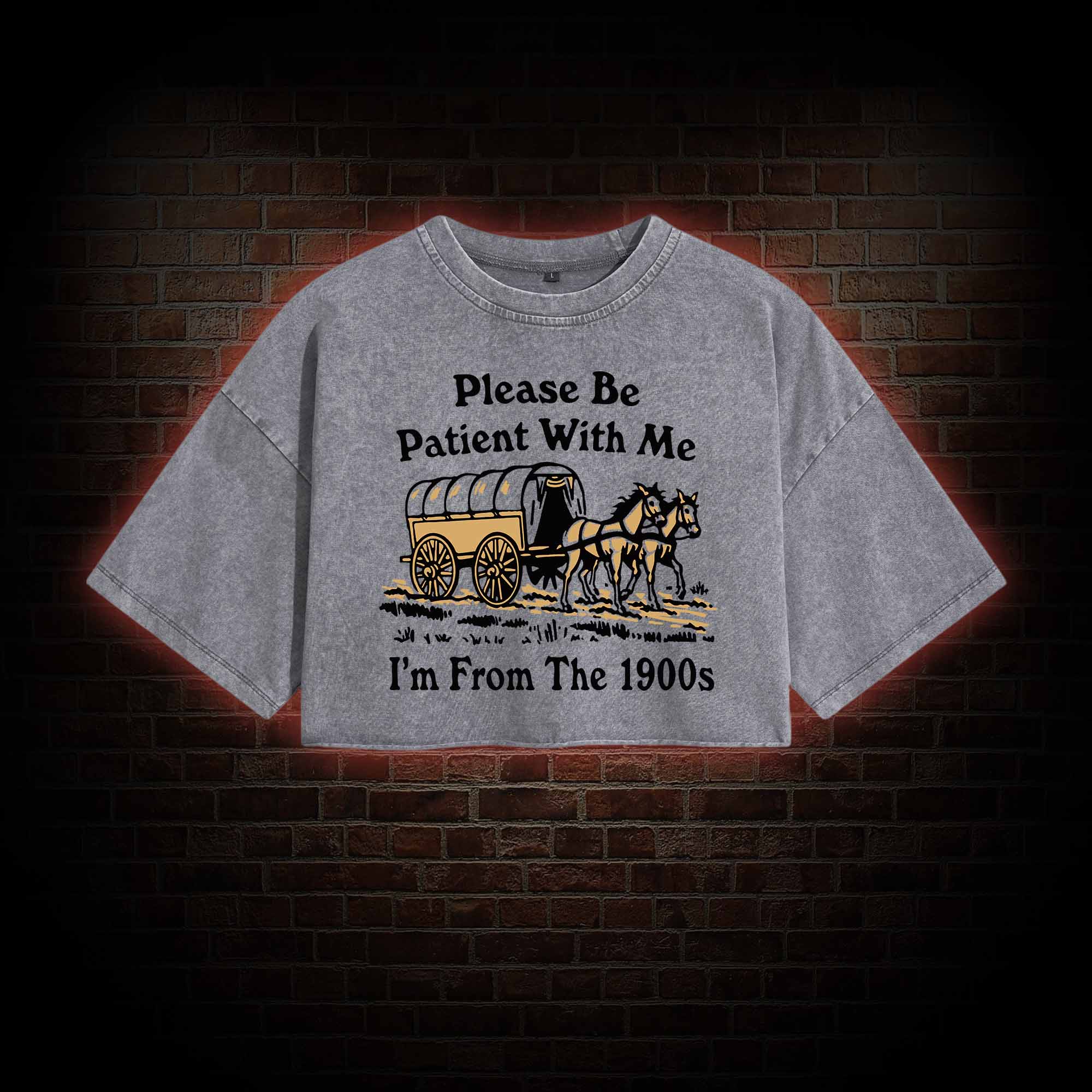 Please Be Patient With Me Washed Cropped T-shirts