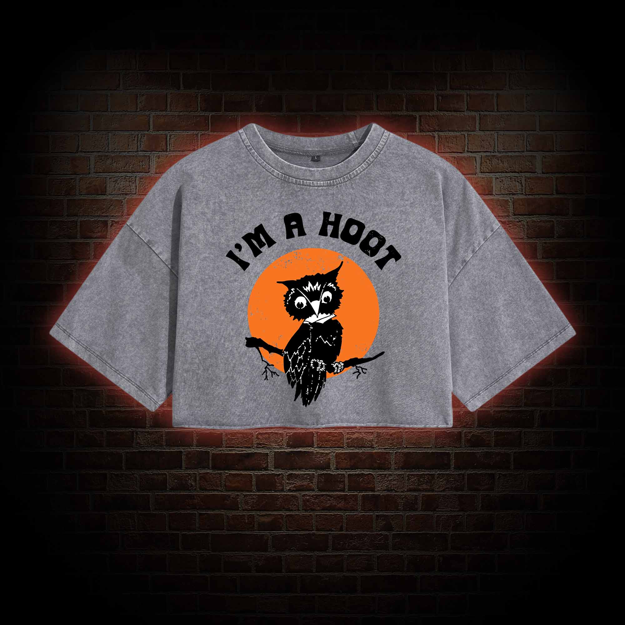I'm A Hoot Washed Cropped T-shirts