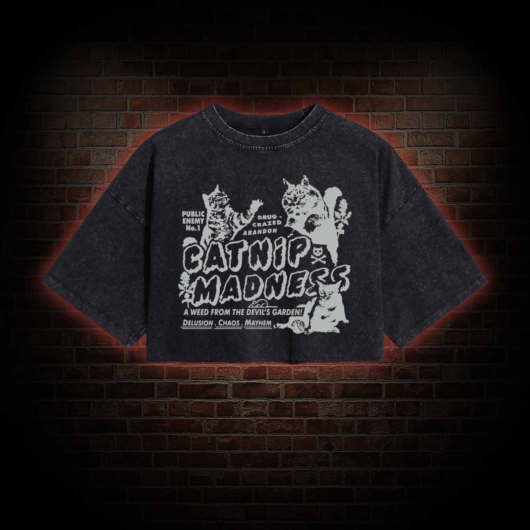 Catnip Madness Washed Cropped T-shirts