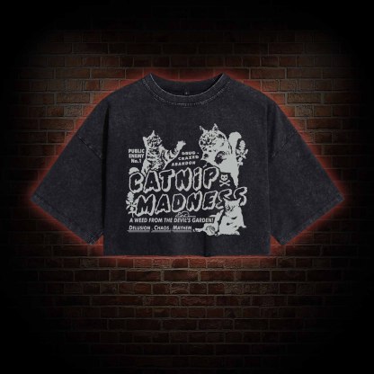 Catnip Madness Washed Cropped T-shirts