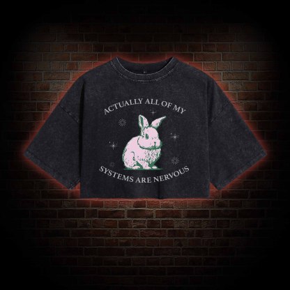 Actually All Of My Systems Are Nervous Washed Cropped T-shirts