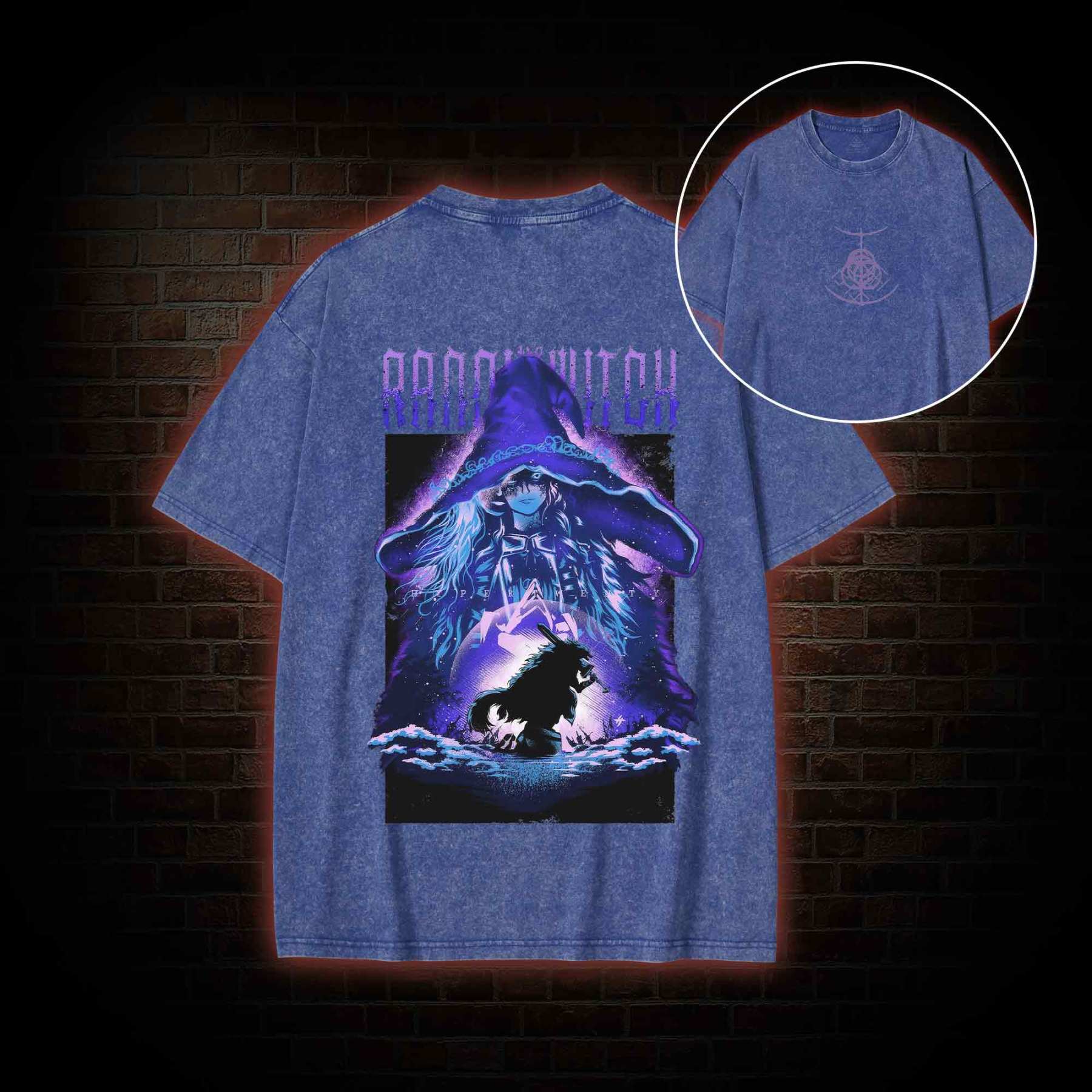 Demigod Witch Back Print Washed T-shirt