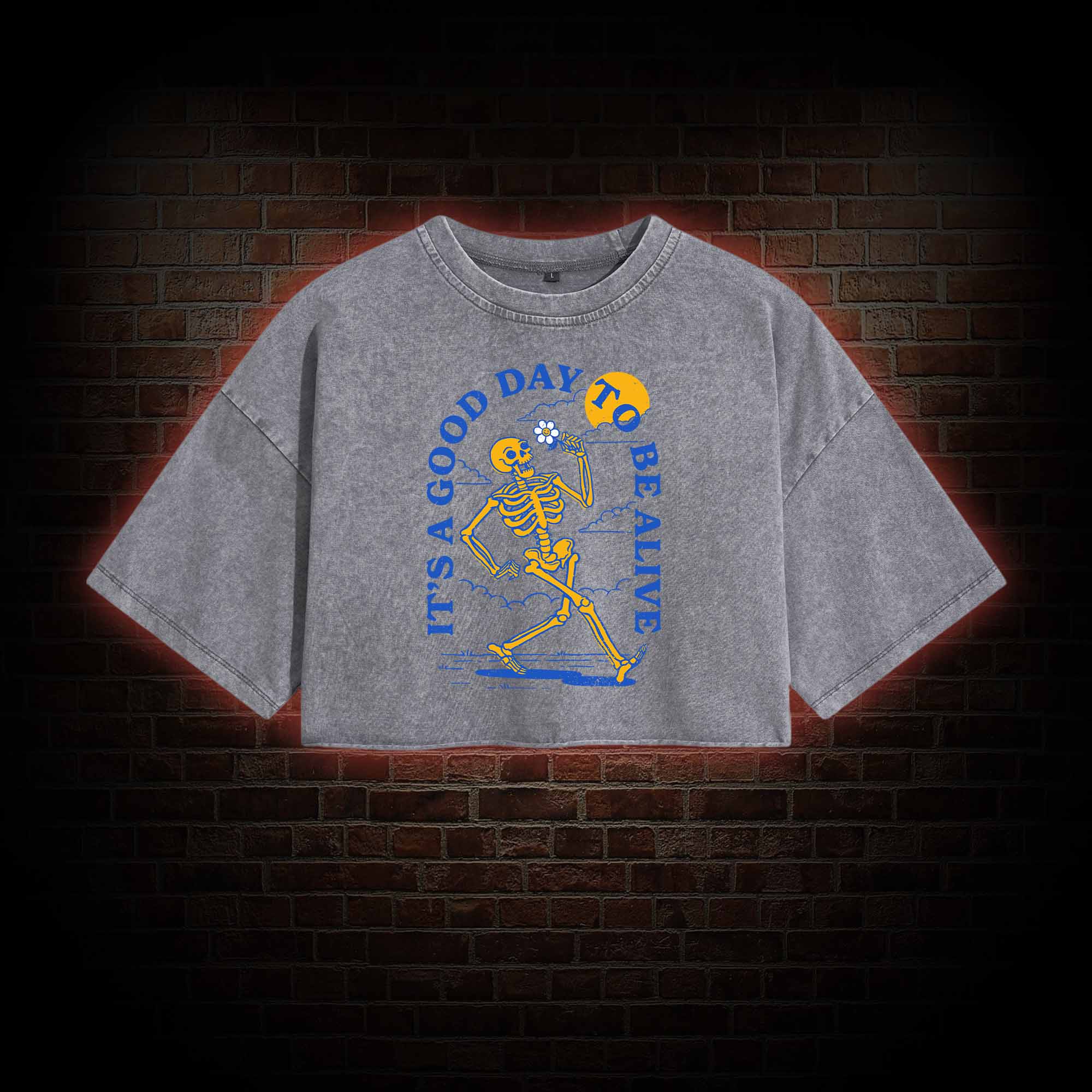 It's A Good Day To Be Alive Washed Cropped T-shirts