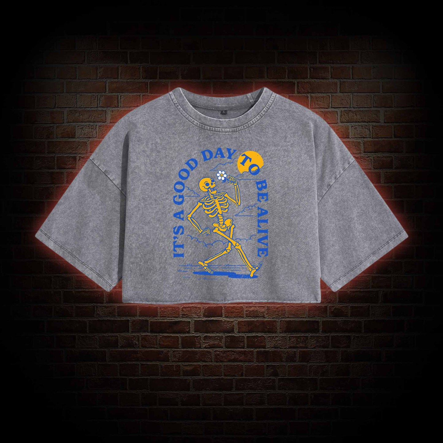 It's A Good Day To Be Alive Washed Cropped T-shirts