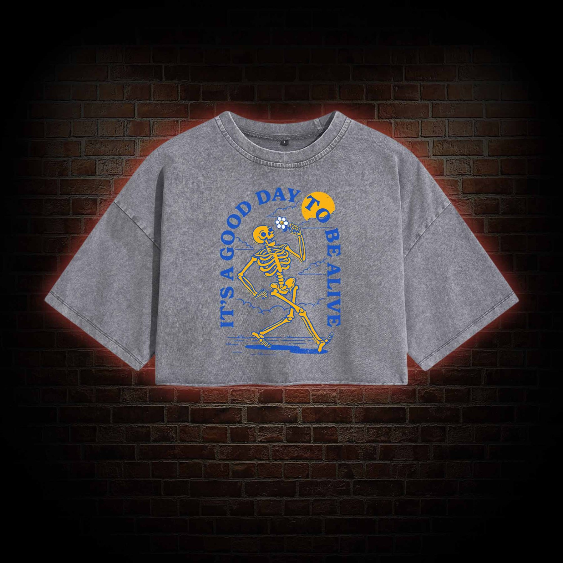 It's A Good Day To Be Alive Washed Cropped T-shirts