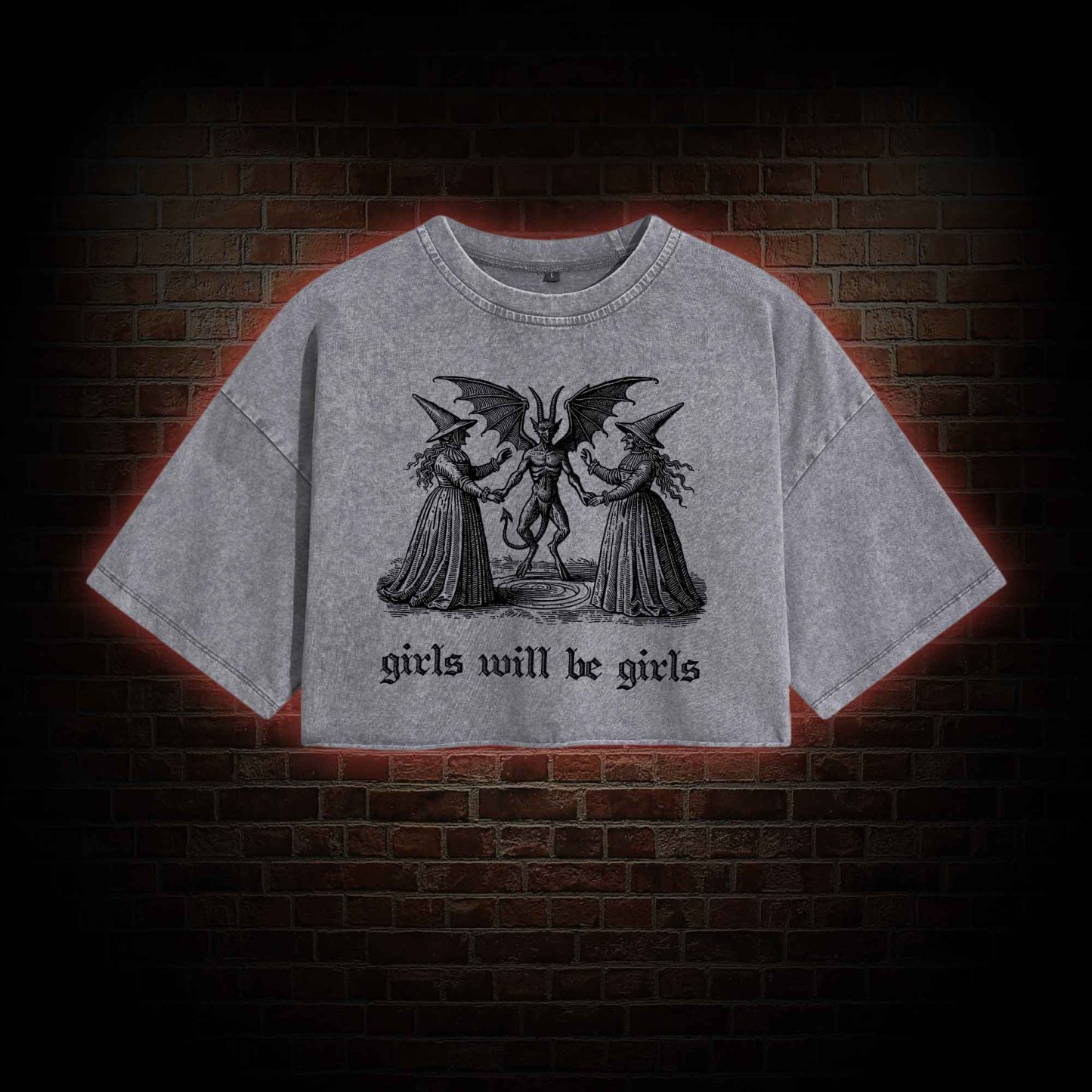 Girls Will Be Girls Washed Cropped T-shirts