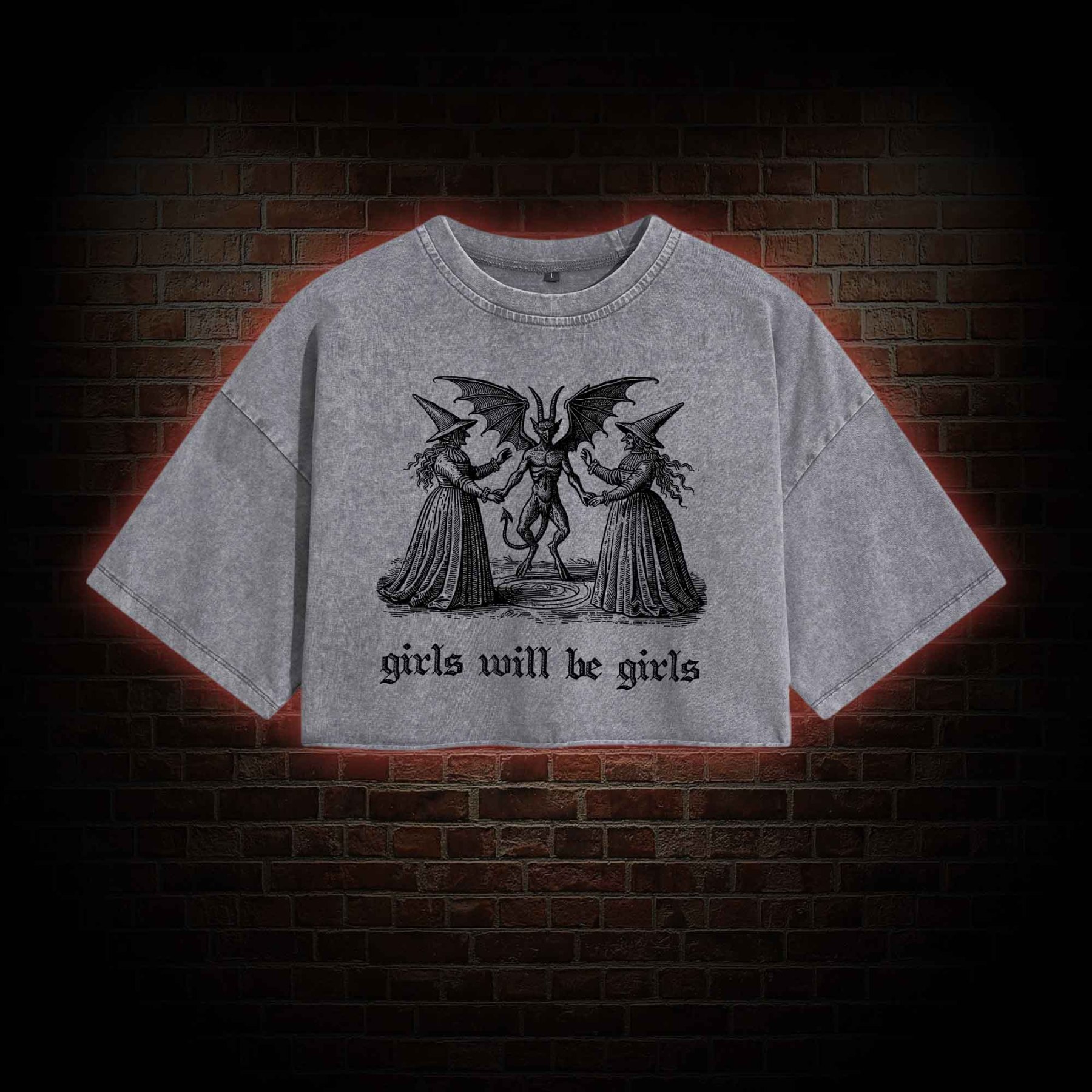 Girls Will Be Girls Washed Cropped T-shirts