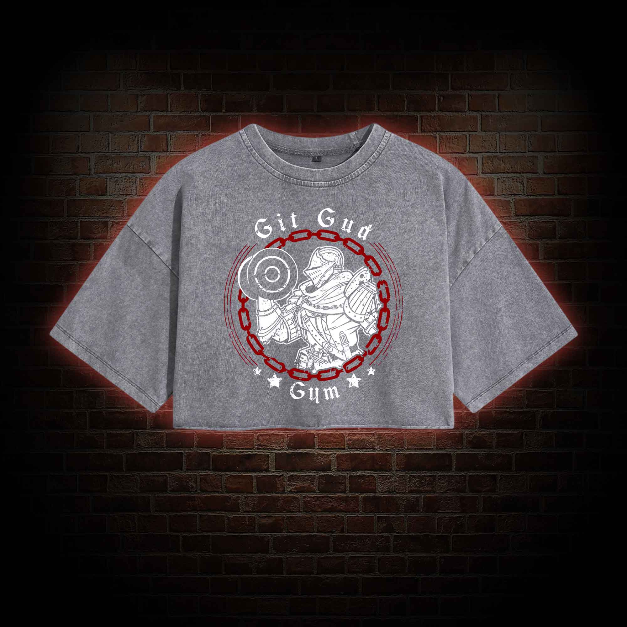 Git Gud Gym Washed Cropped T-shirts