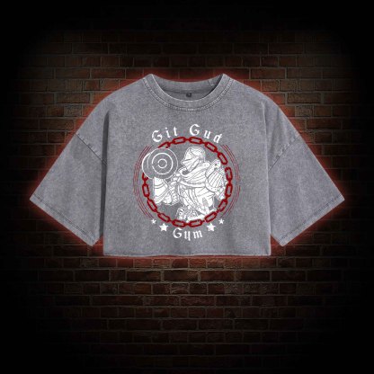 Git Gud Gym Washed Cropped T-shirts