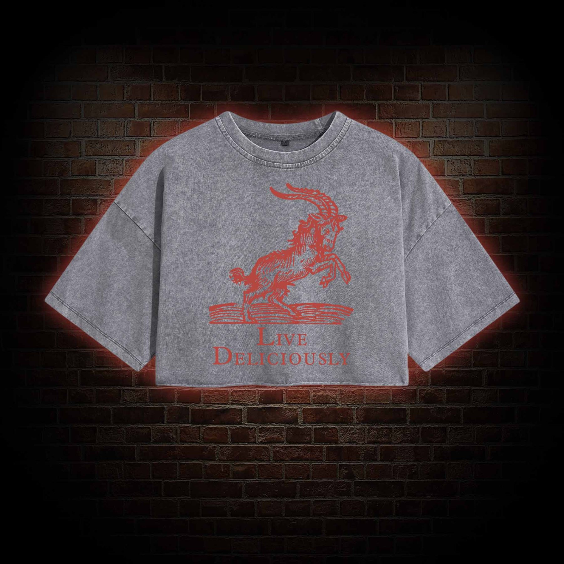Live Deliciously Washed Cropped T-shirts