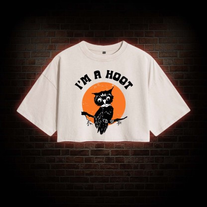 I'm A Hoot Washed Cropped T-shirts