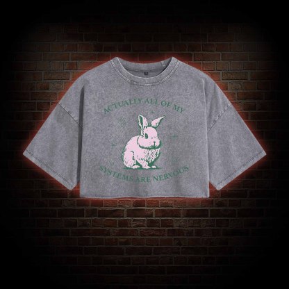 Actually All Of My Systems Are Nervous Washed Cropped T-shirts