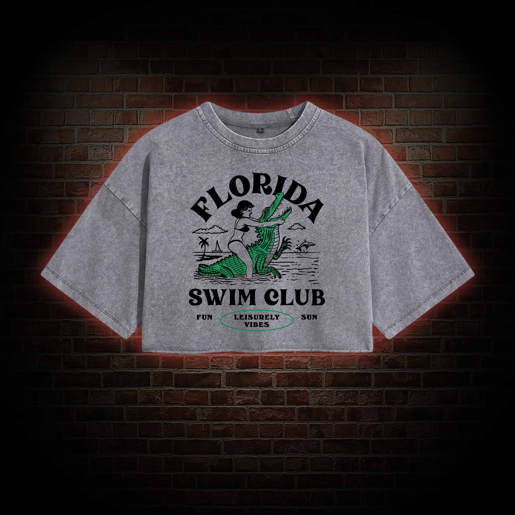 Florida Swim Club Washed Cropped T-shirts