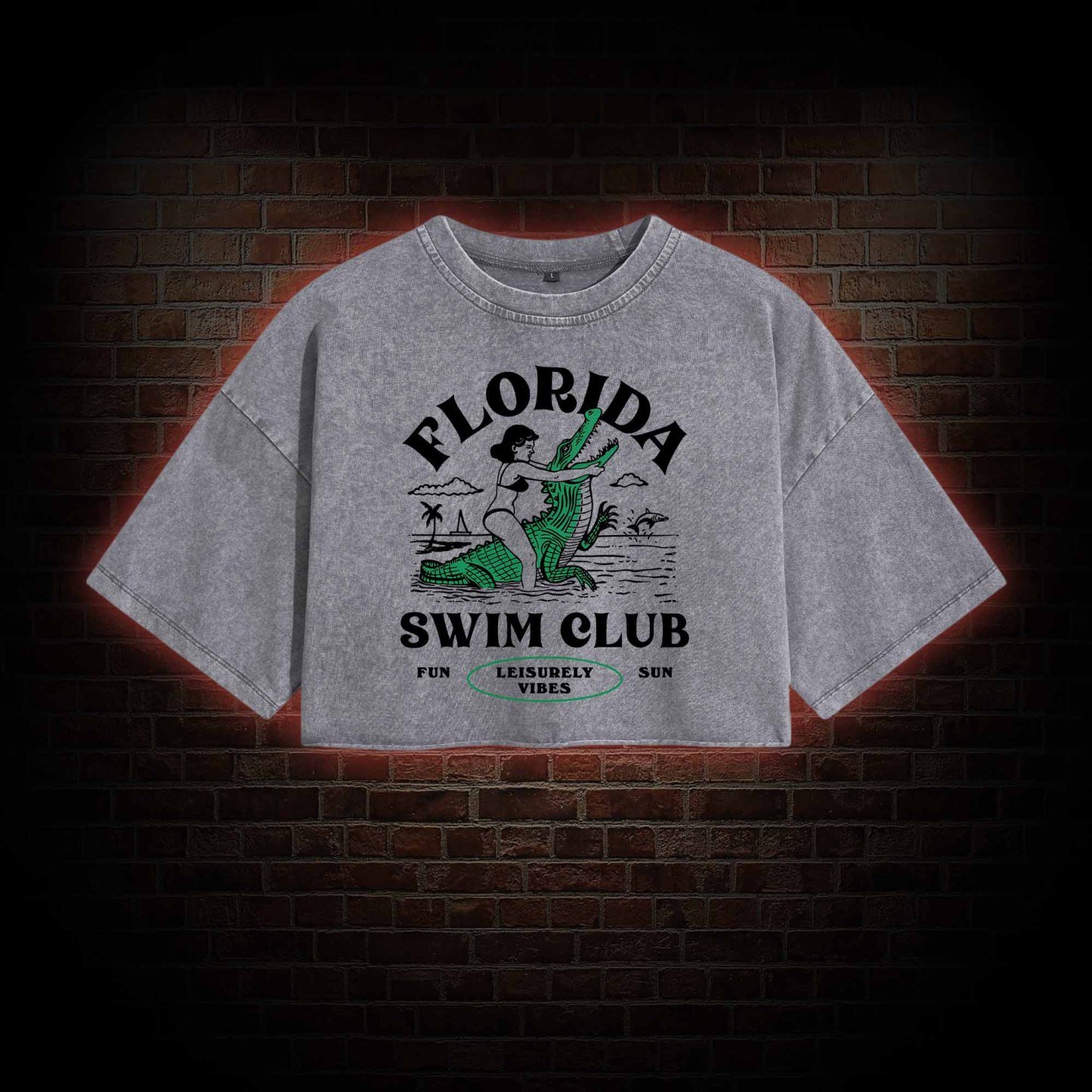 Florida Swim Club Washed Cropped T-shirts