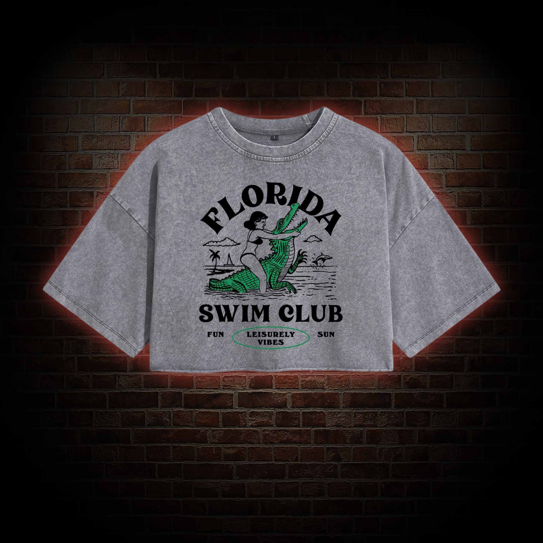 Florida Swim Club Washed Cropped T-shirts