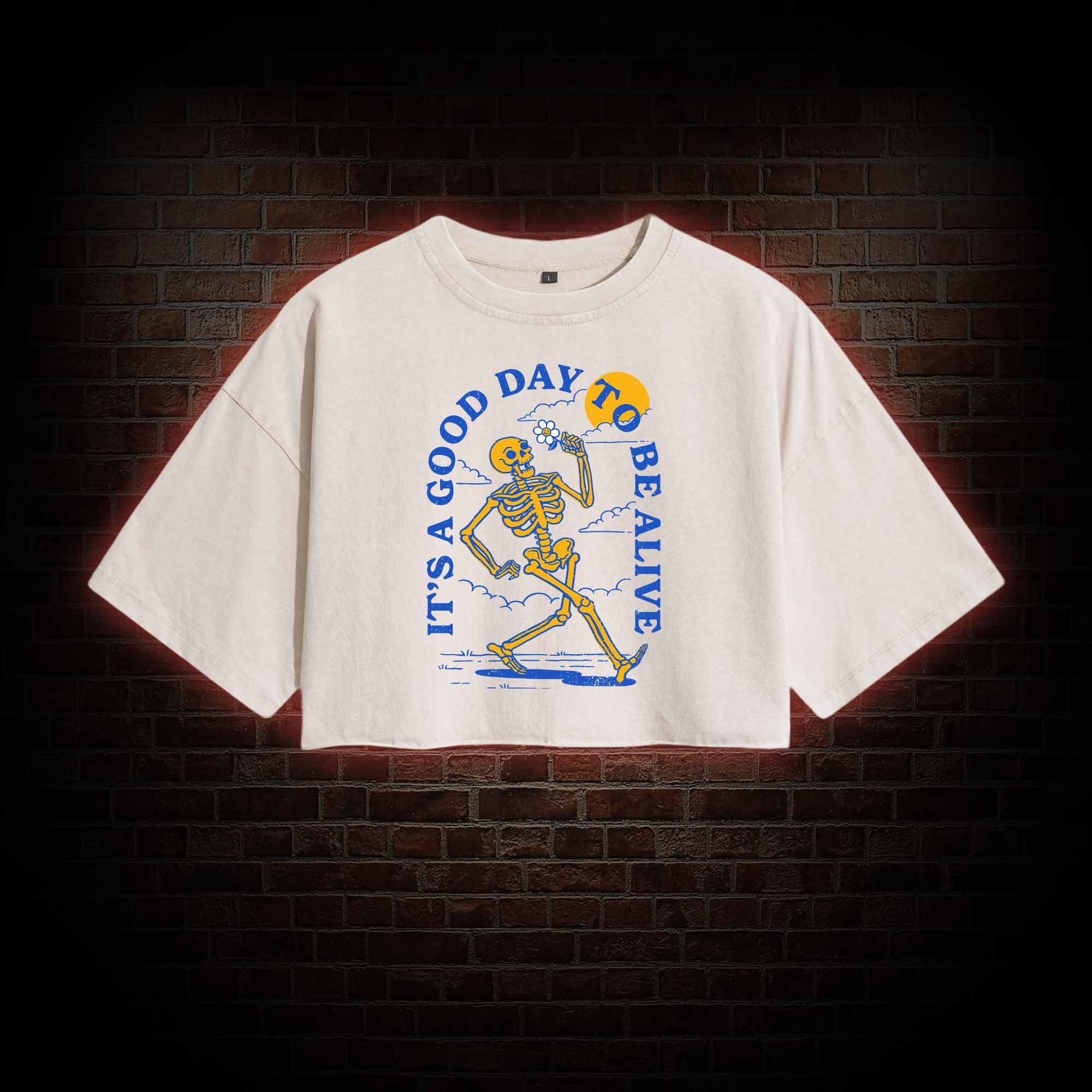 It's A Good Day To Be Alive Washed Cropped T-shirts