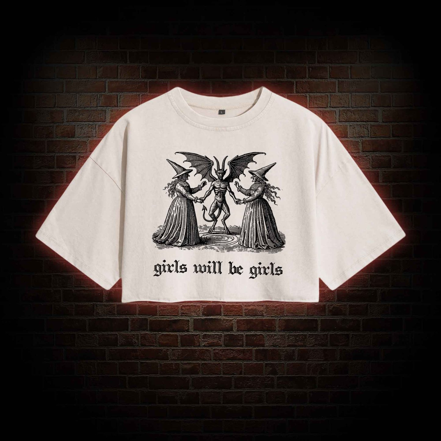 Girls Will Be Girls Washed Cropped T-shirts