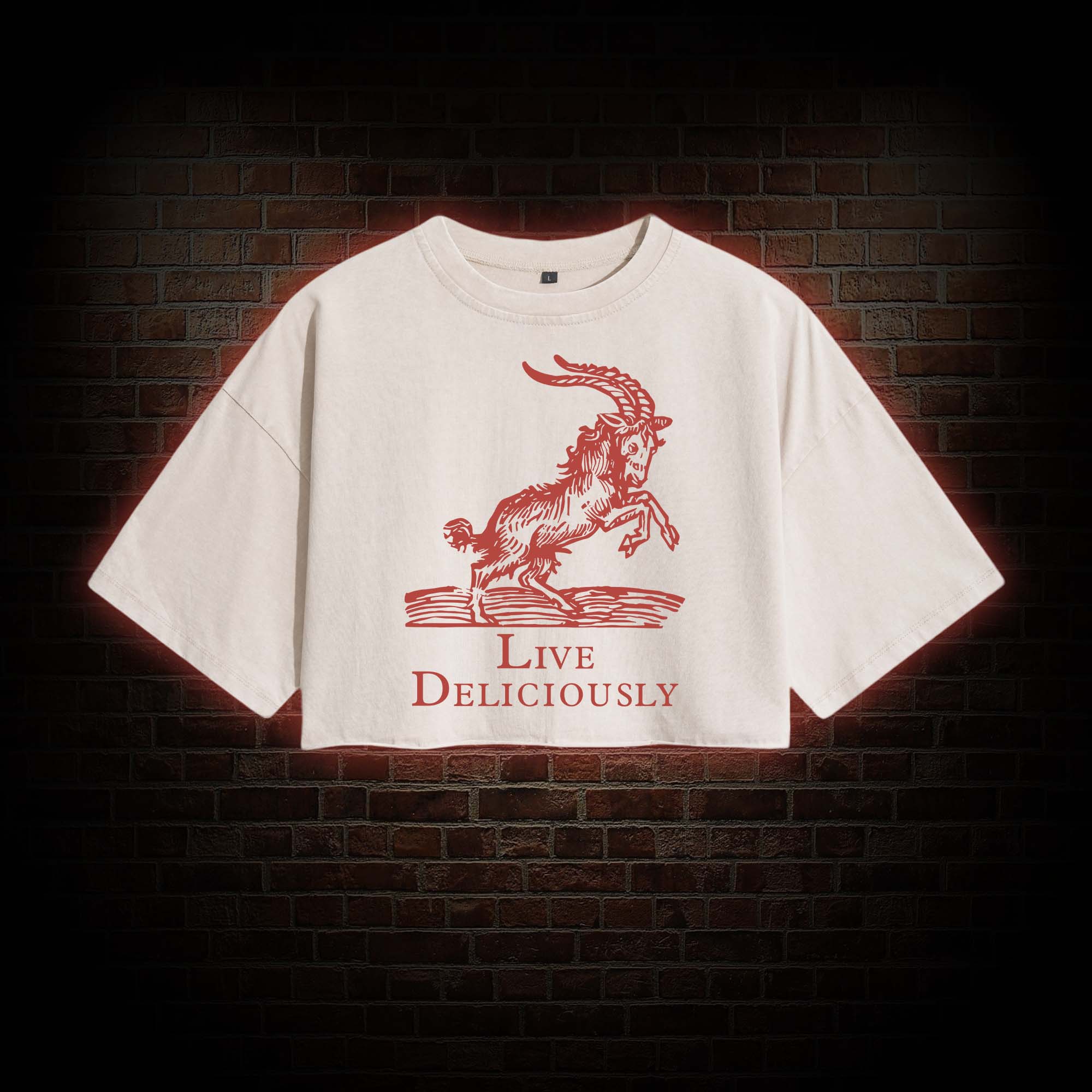Live Deliciously Washed Cropped T-shirts