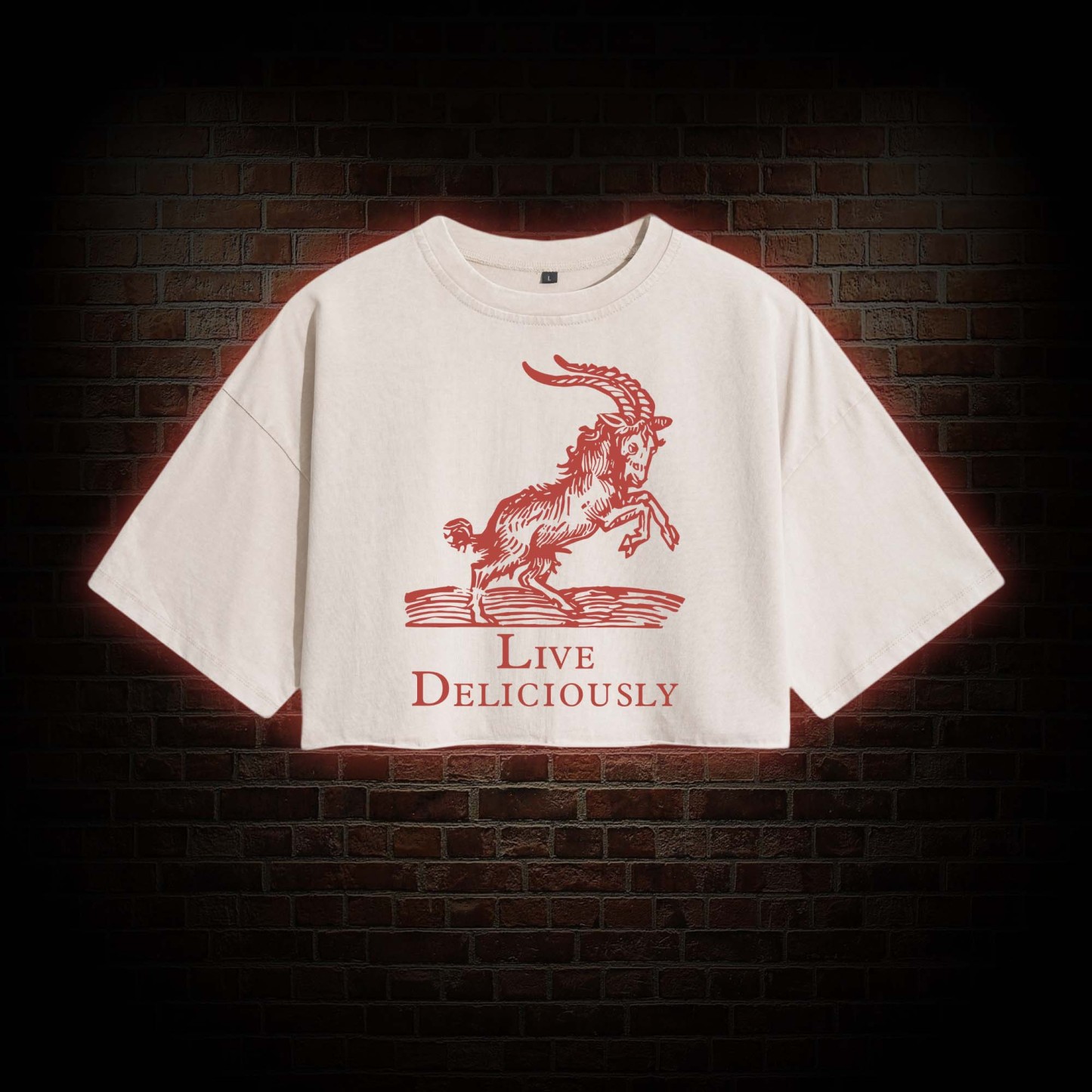 Live Deliciously Washed Cropped T-shirts