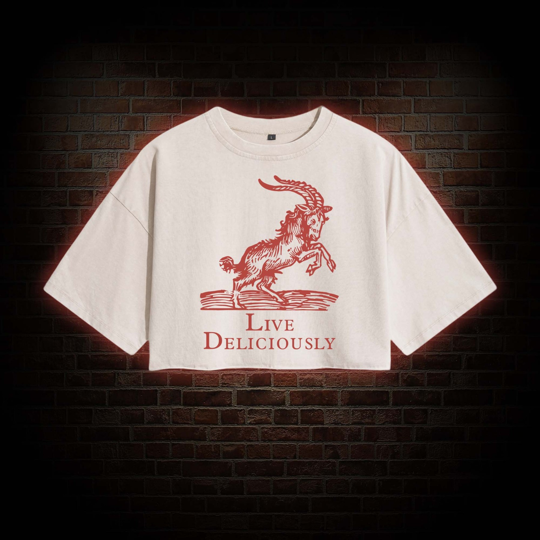 Live Deliciously Washed Cropped T-shirts