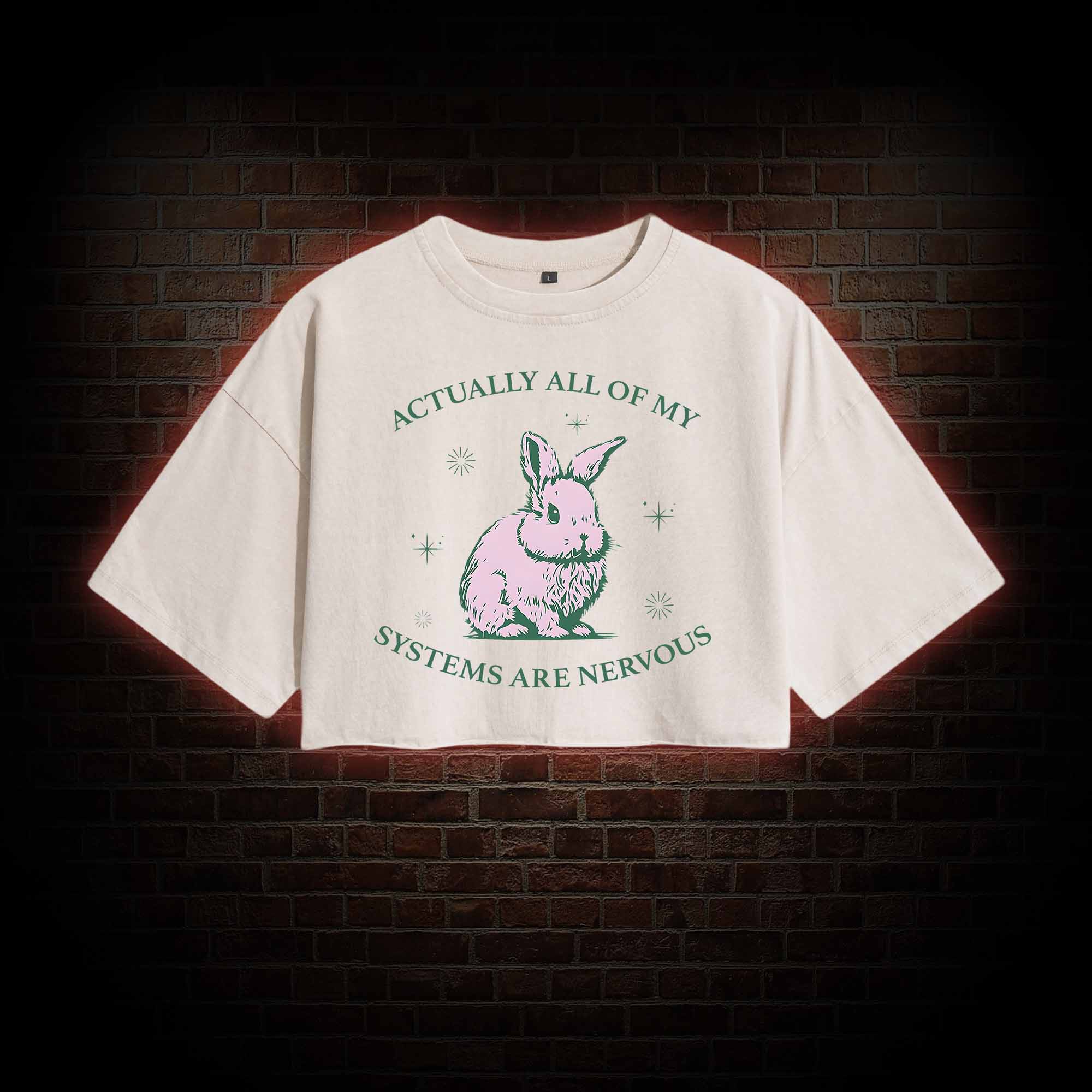 Actually All Of My Systems Are Nervous Washed Cropped T-shirts