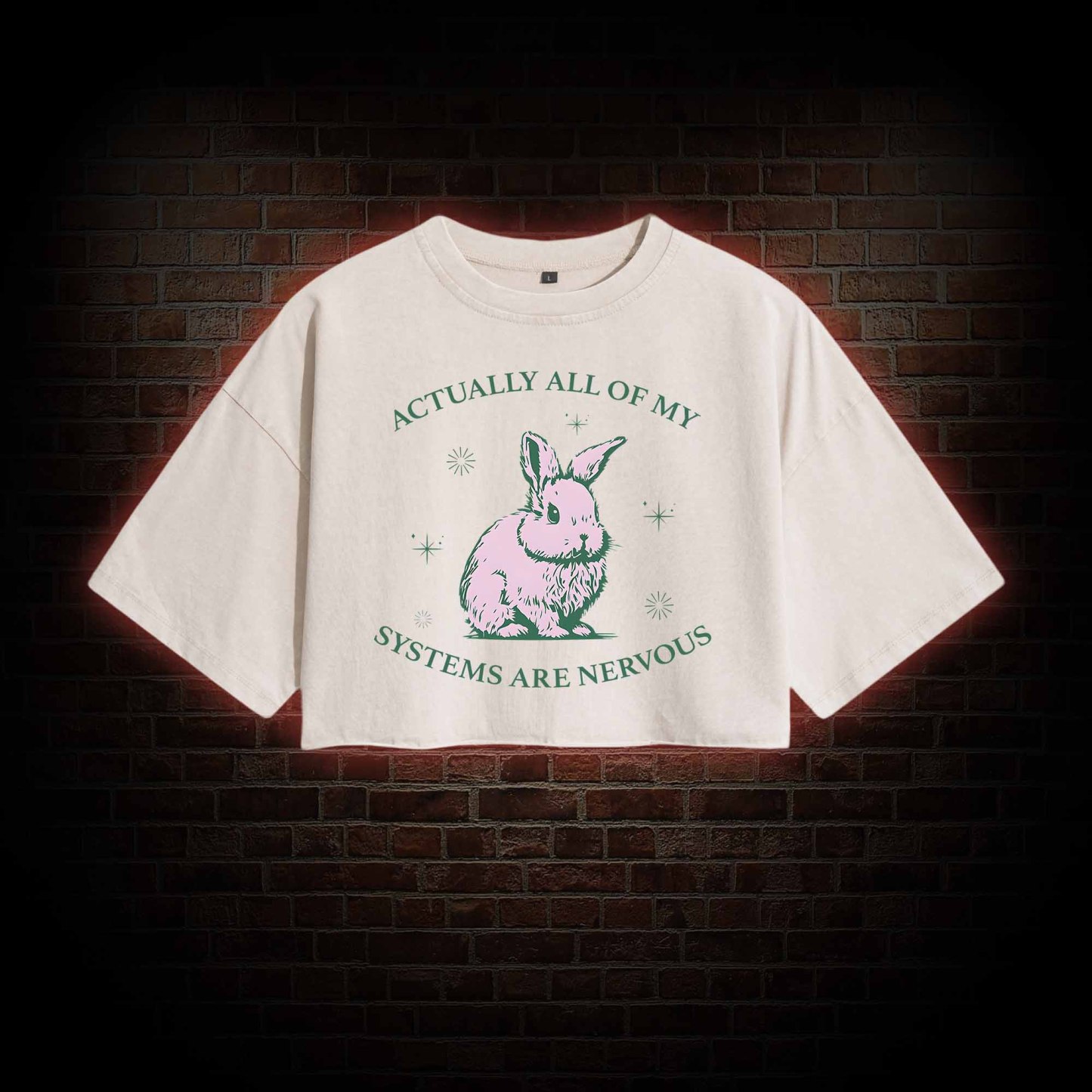 Actually All Of My Systems Are Nervous Washed Cropped T-shirts