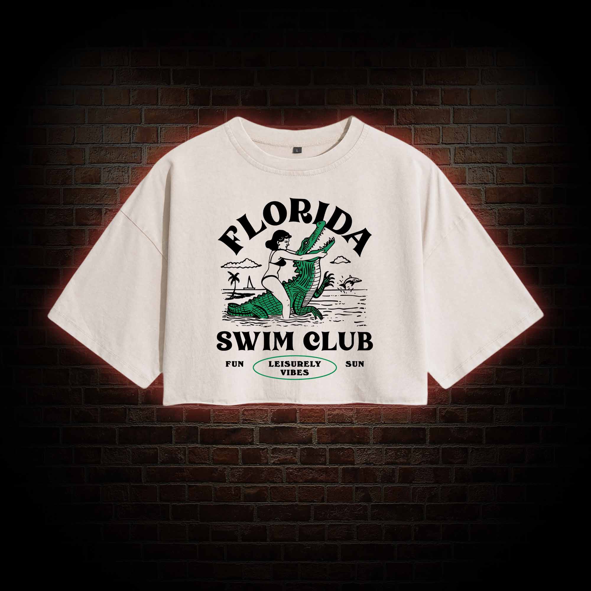 Florida Swim Club Washed Cropped T-shirts